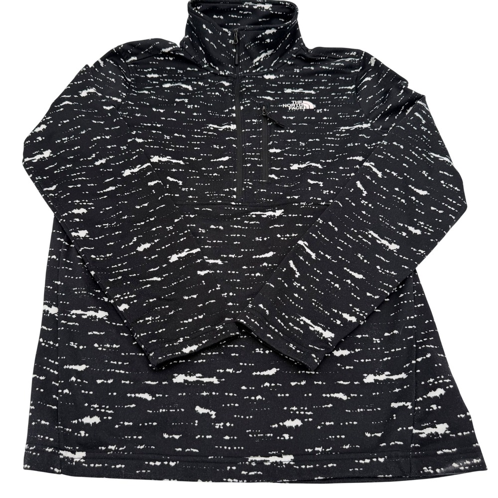 The North Face Womens Quarter Zip Pullover Size Large Black White Active Jacket